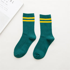 Girls Striped Crew Socks *Colorful*